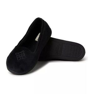 Women's Size 7-8 Black Velour Dearfoams Slippers